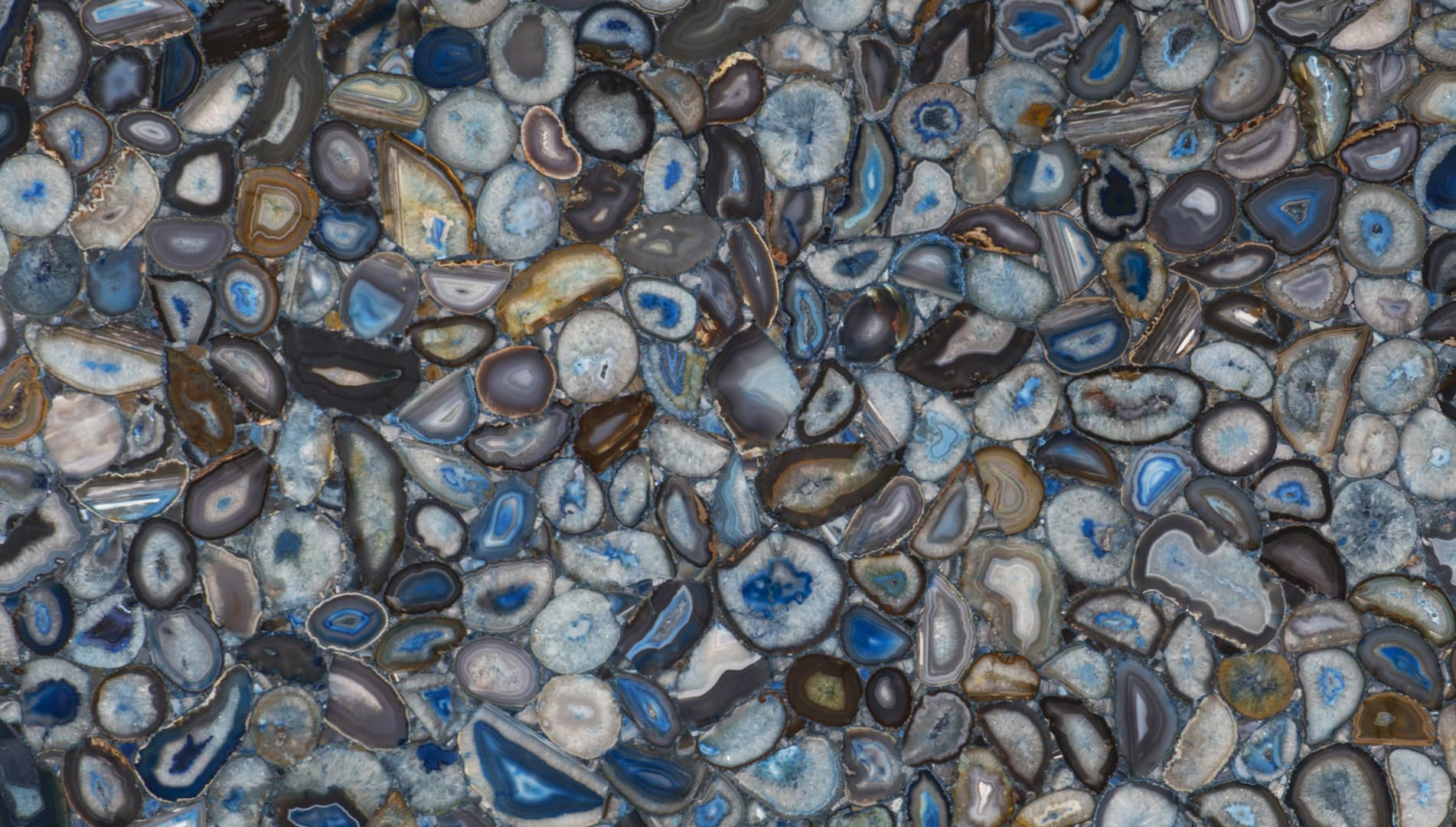 Polished blue and gray geode stones