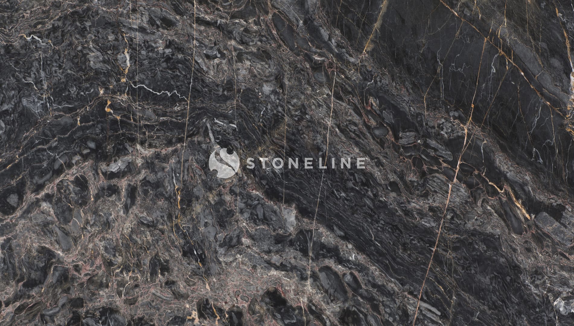 Close-up of dark marble texture with veins.