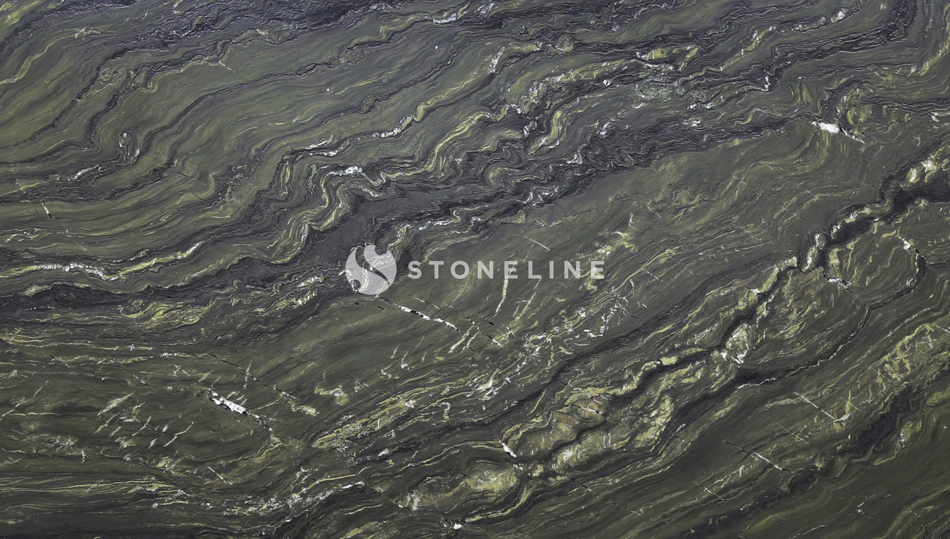 Close-up of swirling green marble texture