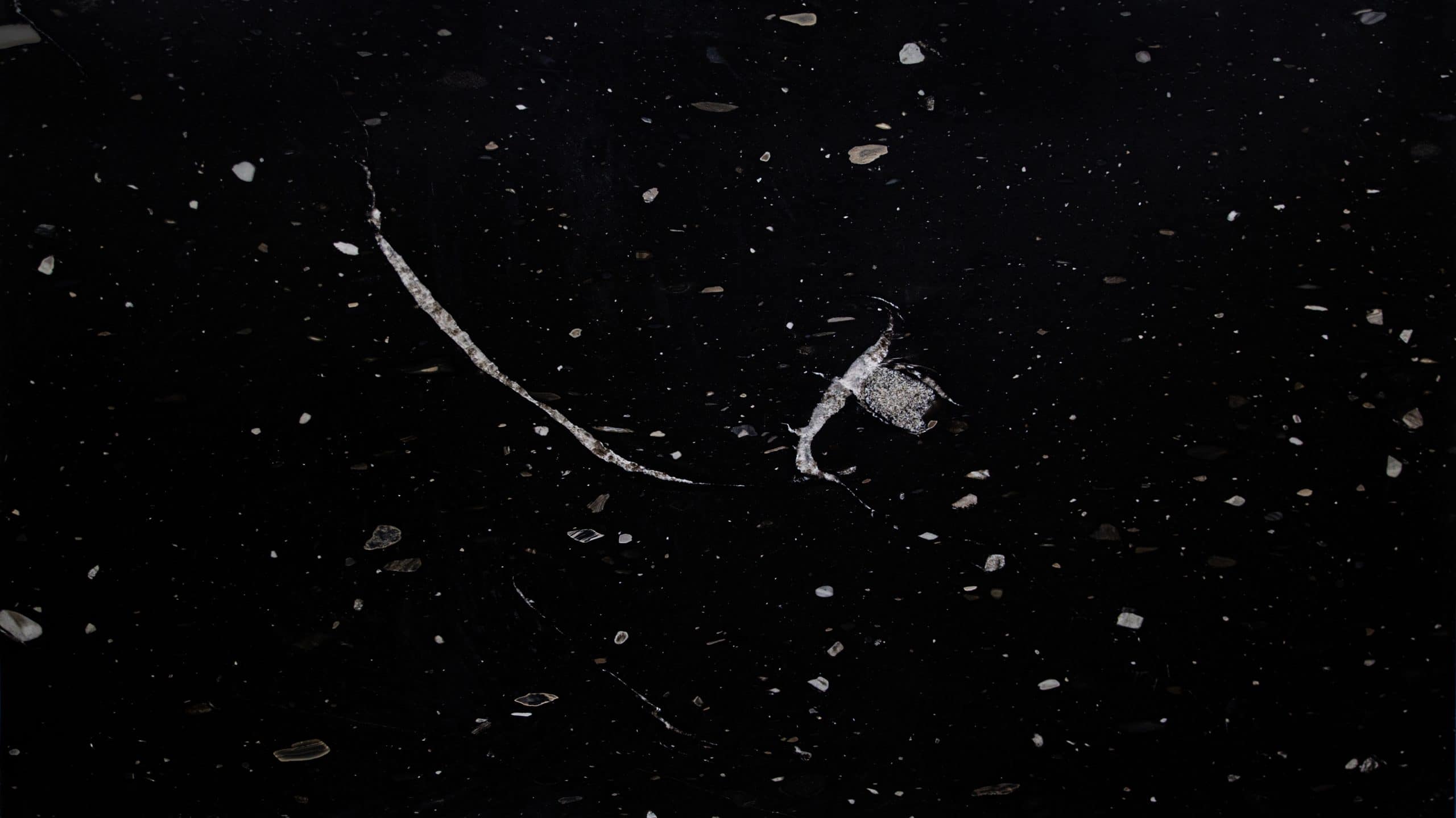 Dark marble texture with light veins and speckles.