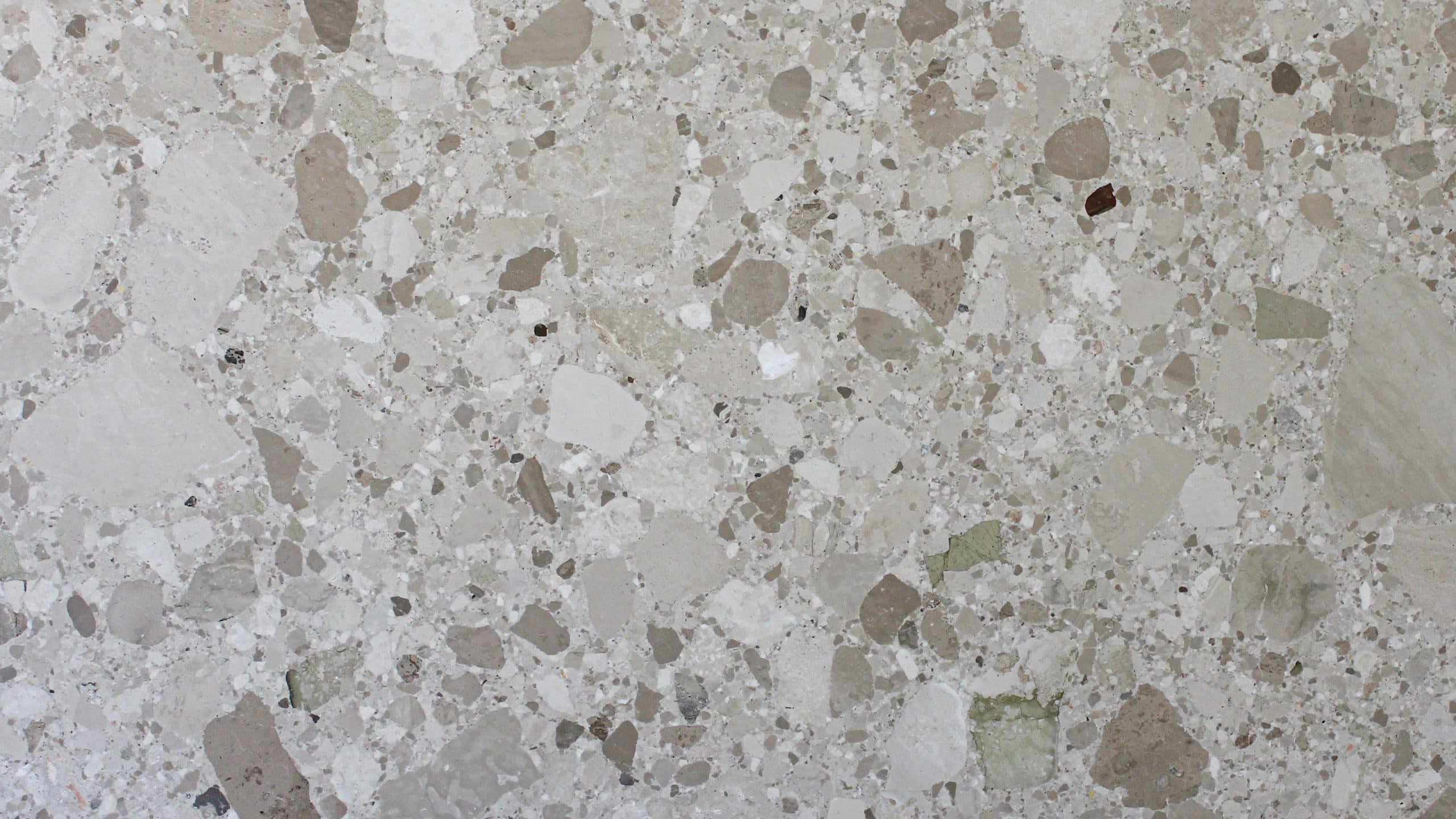 Gray terrazzo tile with mixed stone texture