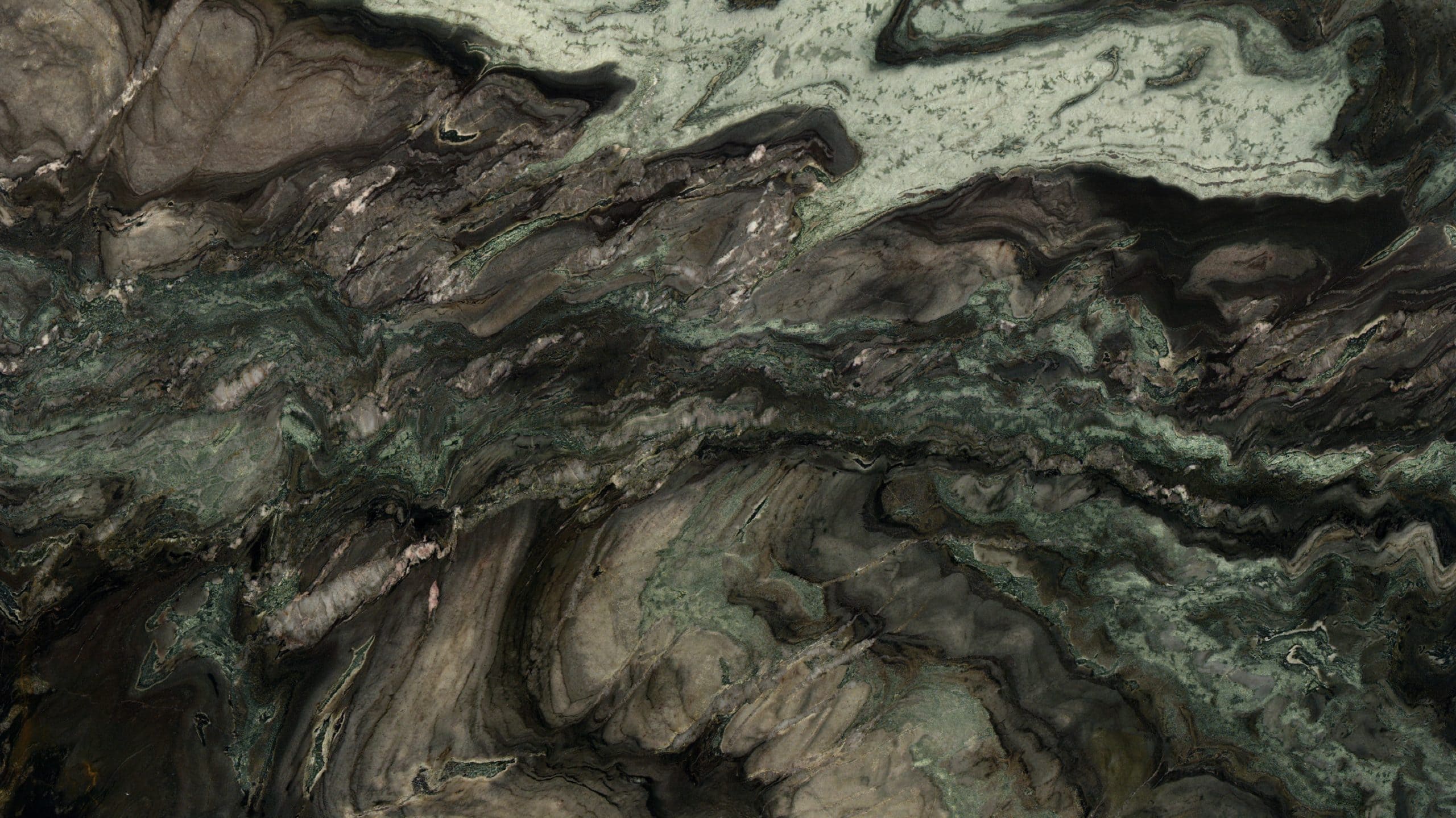 Close-up of dark green marble surface texture.