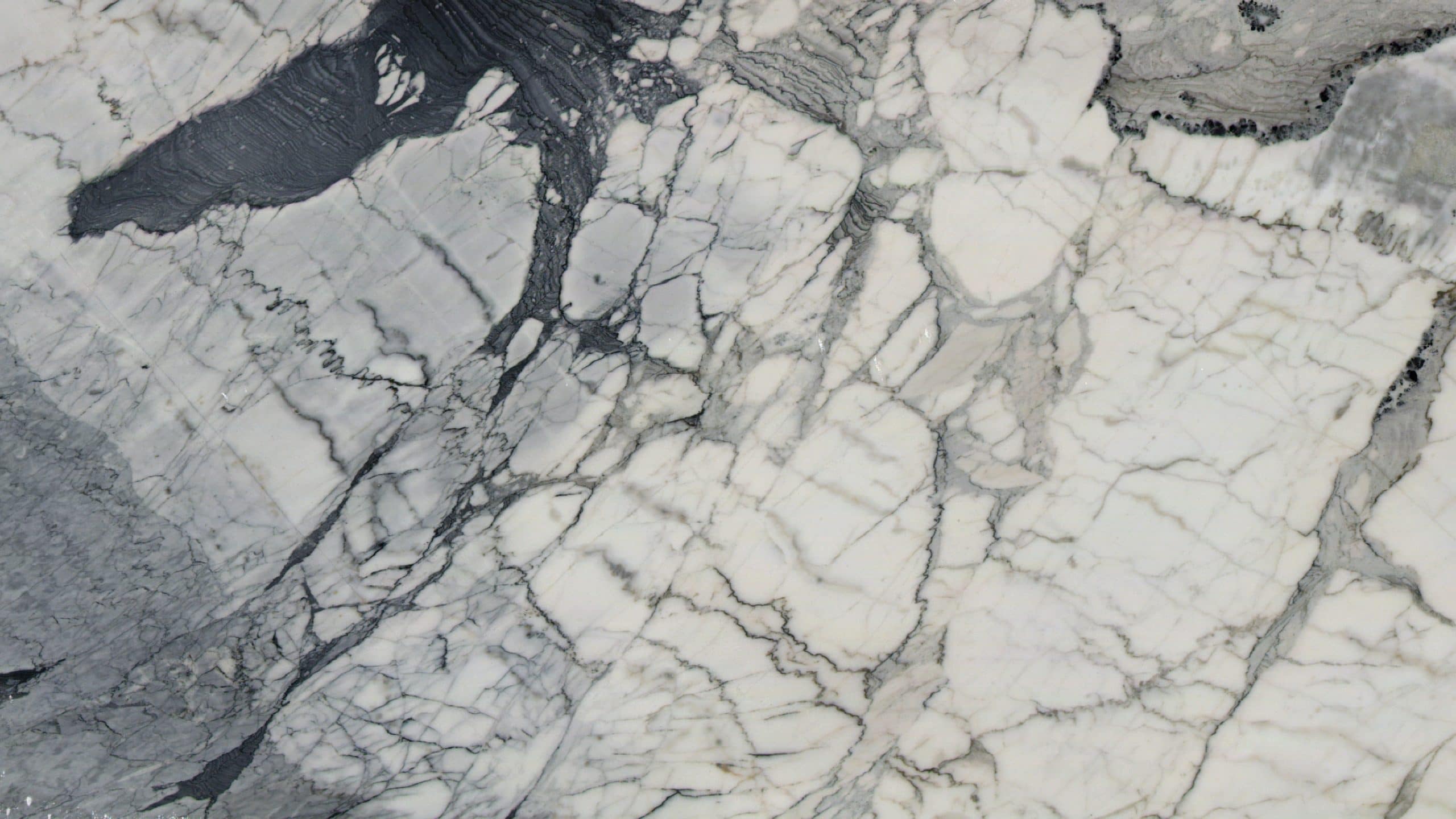White and gray marble texture with dark veins.