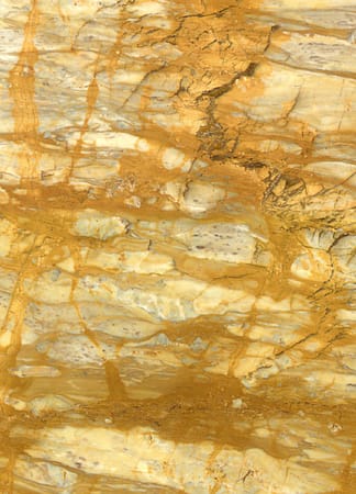 Polished stone surface with beige and brown veins.