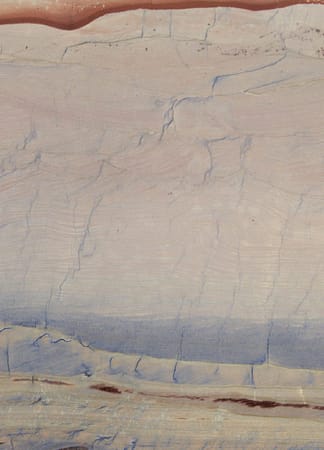 Abstract painting with blue and brown shades