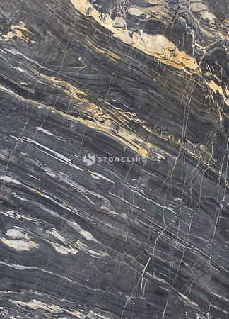 Close-up of veined, polished stone surface
