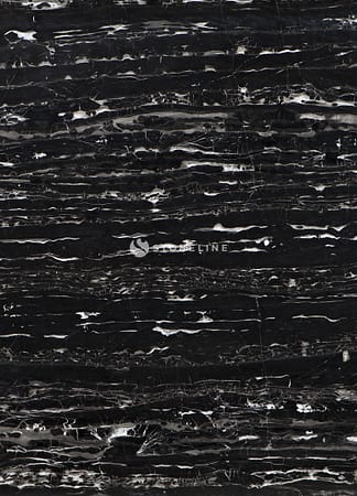 Polished black marble with white veins texture.