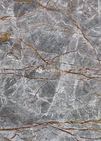 Close-up of gray marble texture with veins.