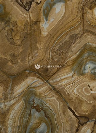 Close-up of brown and blue marble texture.
