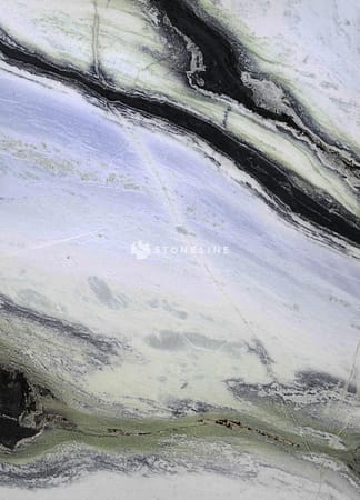 Close-up of marble texture with green veins.
