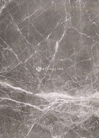 Close-up of gray marble texture with veins.