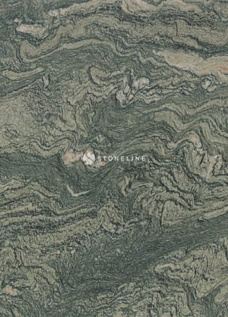 Close-up of marble texture with green swirls.
