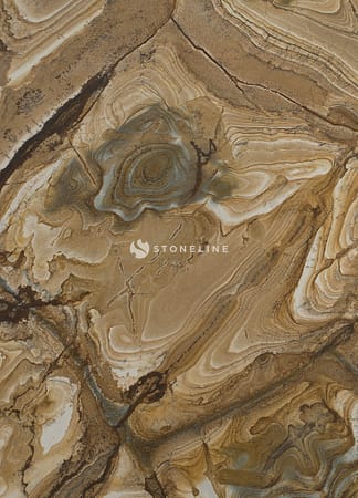 Brown and cream marble texture with swirls.