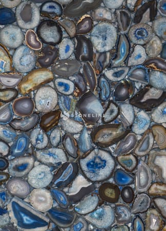 Polished blue and gray geode stones