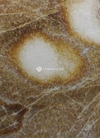 Close-up of textured brown and white stone surface.