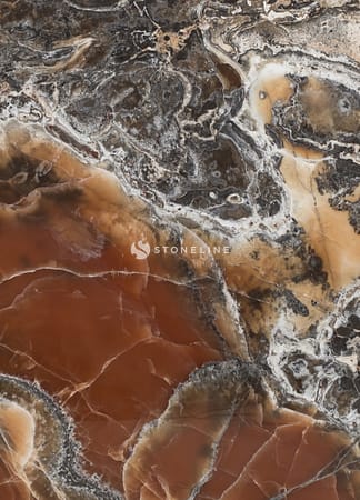 Close-up of brown and black marble texture.