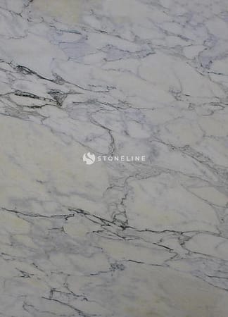 Close-up of white marble texture with gray veins.