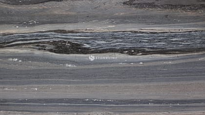 Close-up of gray marble texture with dark veins.
