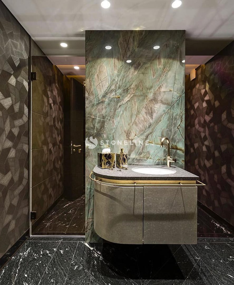 Luxurious bathroom with modern marble design