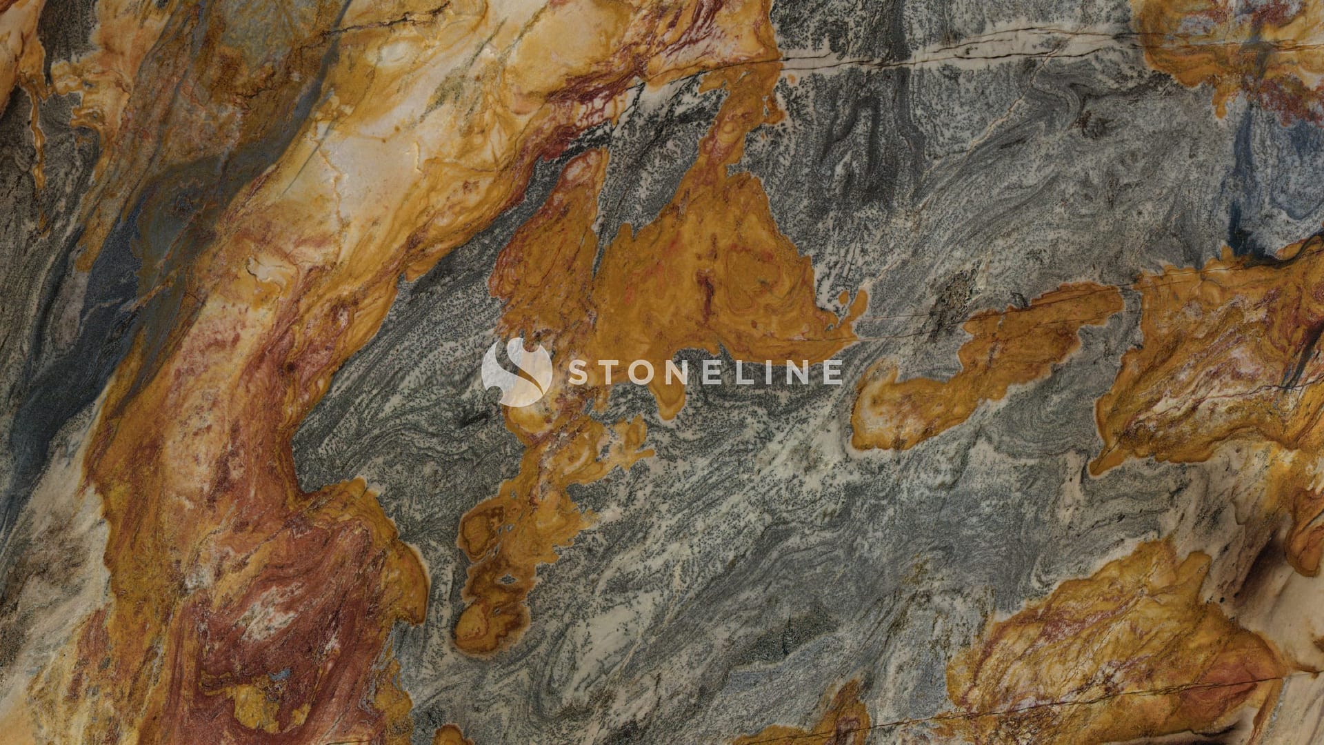 Colorful marble texture with orange and gray patterns.