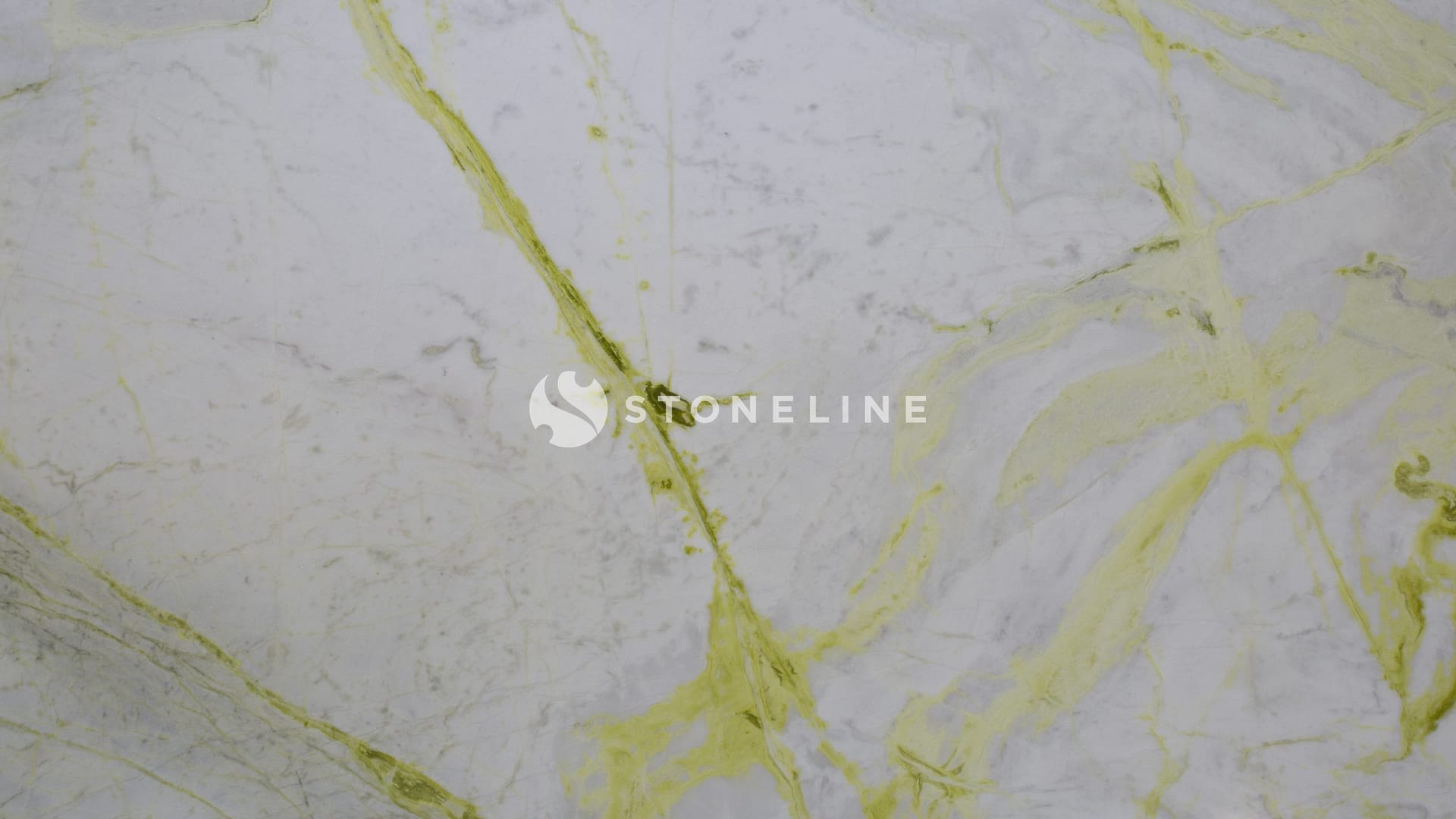 Marble surface with greenish-yellow veins