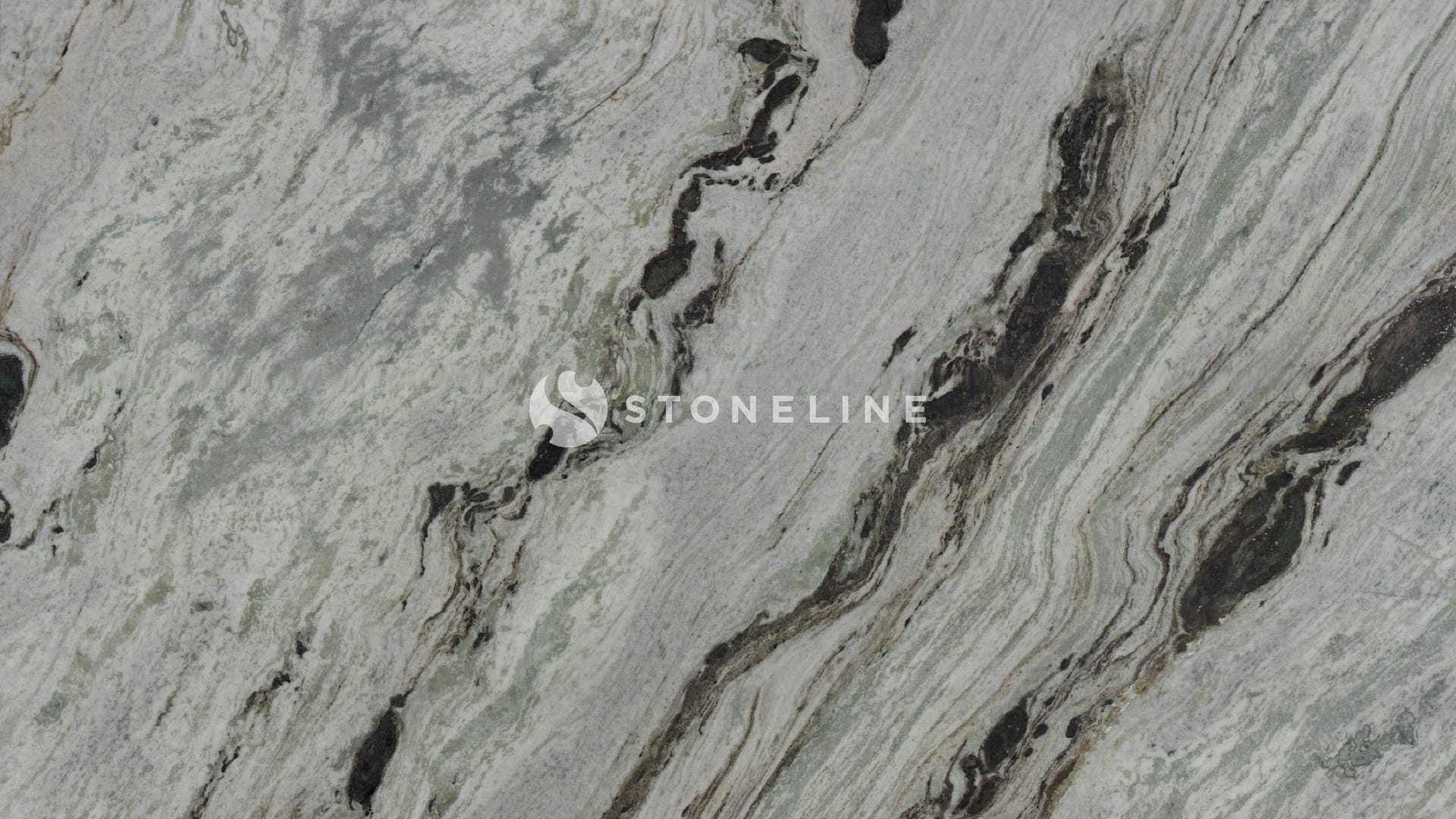 Gray granite texture with dark wavy patterns.
