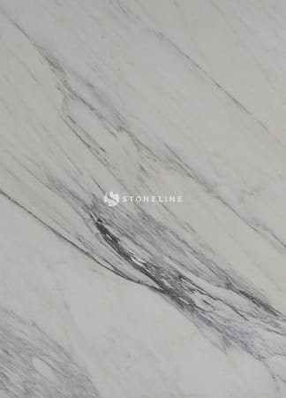 White marble slab with gray veining pattern.