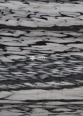 Black and white marble texture with wavy patterns.