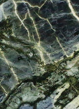 Close-up of green marble texture with veins