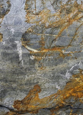 Colorful marble slab with intricate natural patterns.