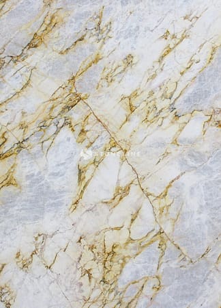 Close-up of white marble with gold veins.