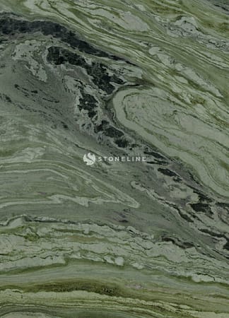 Textured green marble surface with swirling patterns.