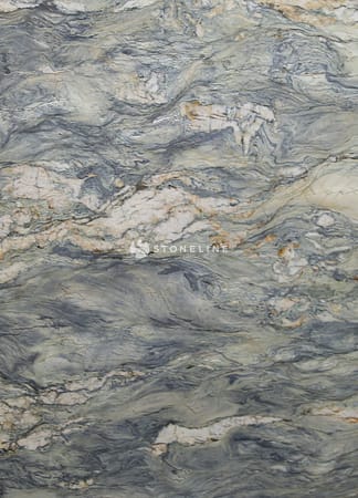 Close-up of marble texture with gray and beige patterns.