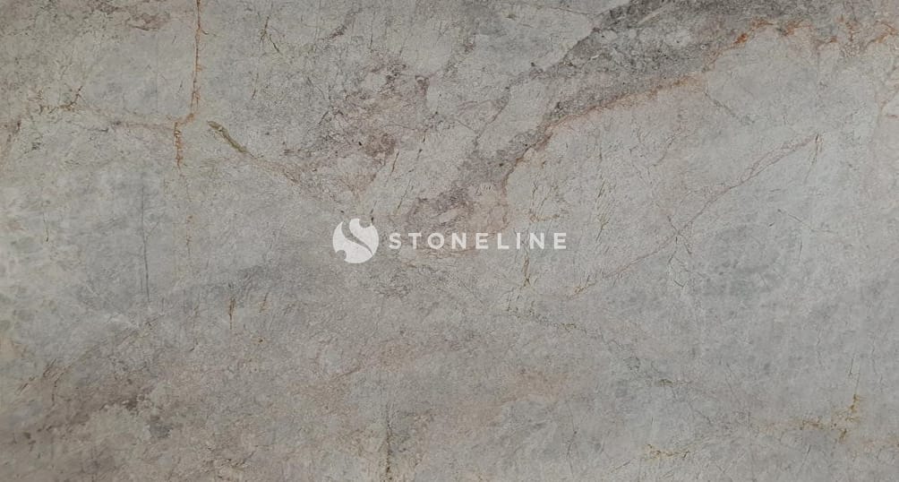 Close-up of gray stone texture with natural patterns.