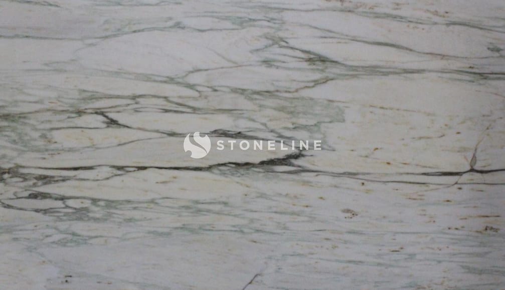 Close-up of white marble texture with veins