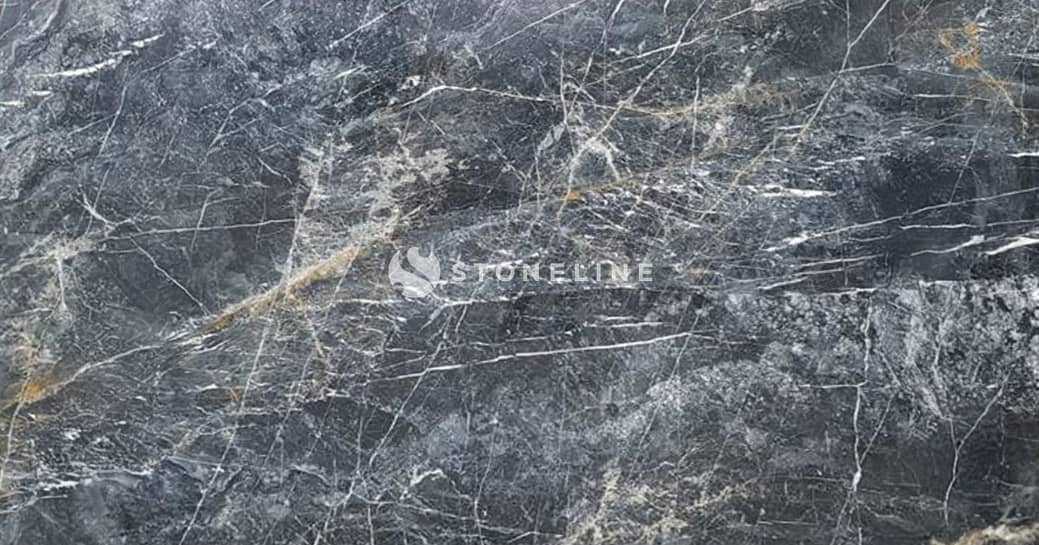 Close-up of gray marble with veining patterns