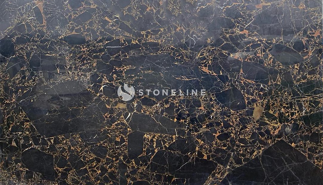 Dark marble texture with gold veins
