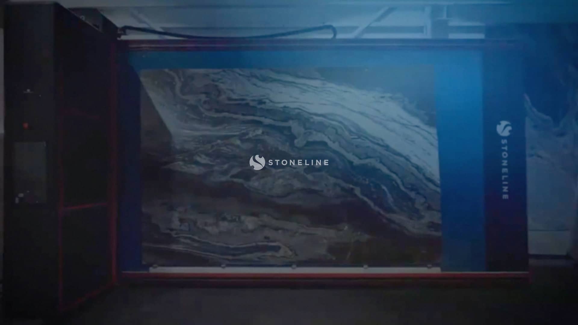 Large marble stone slab with blue hues displayed.