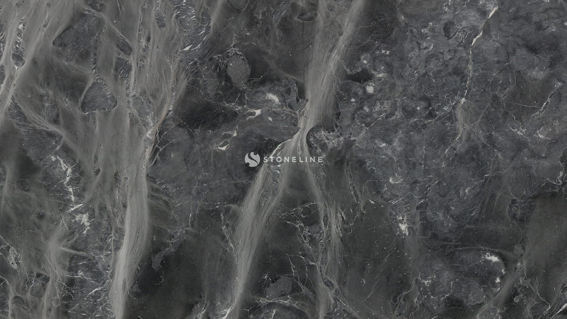 Dark marble surface with white veining patterns.