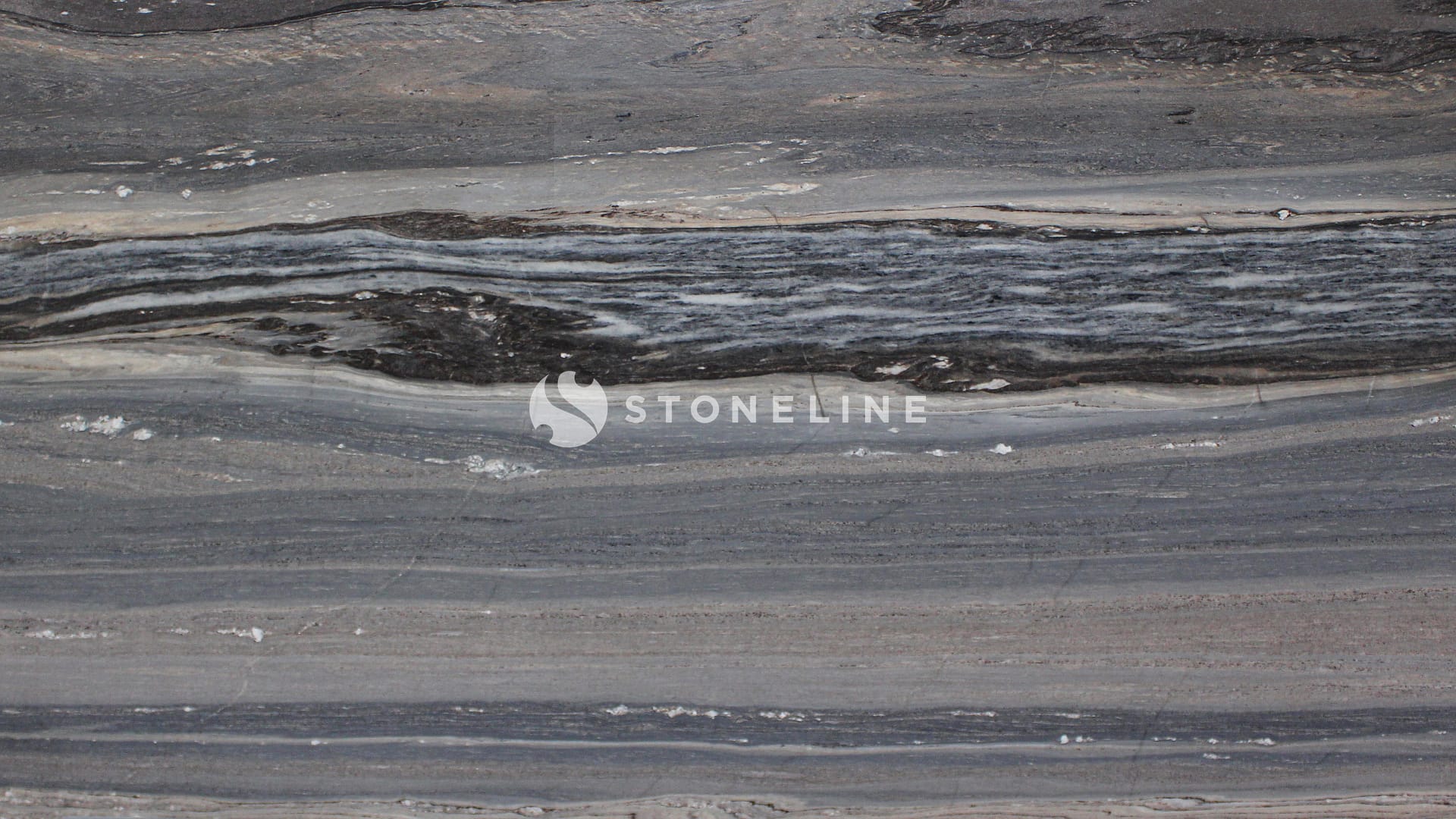 Close-up of gray marble texture with dark veins.