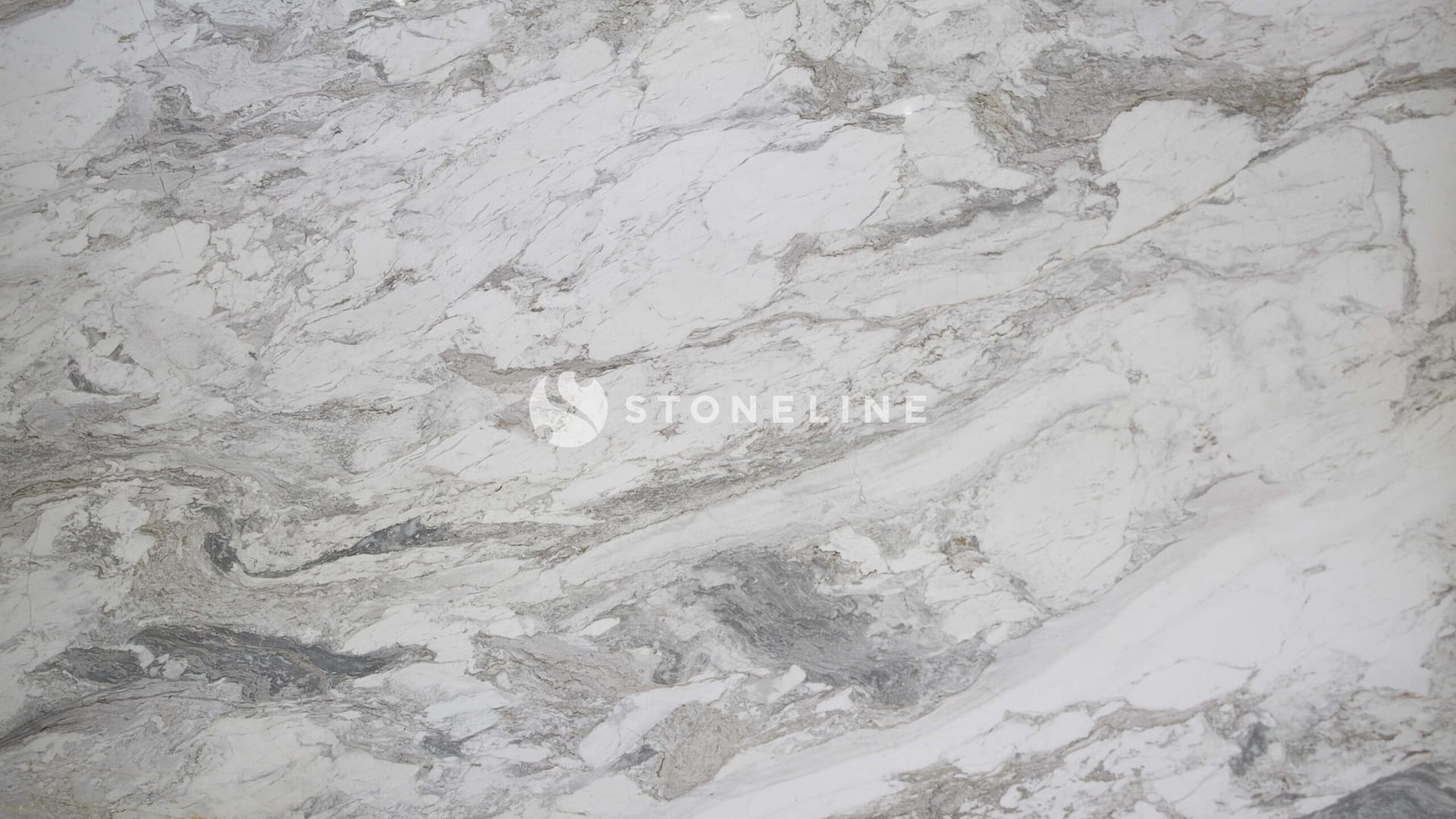 Close-up of natural marble texture with gray veins.