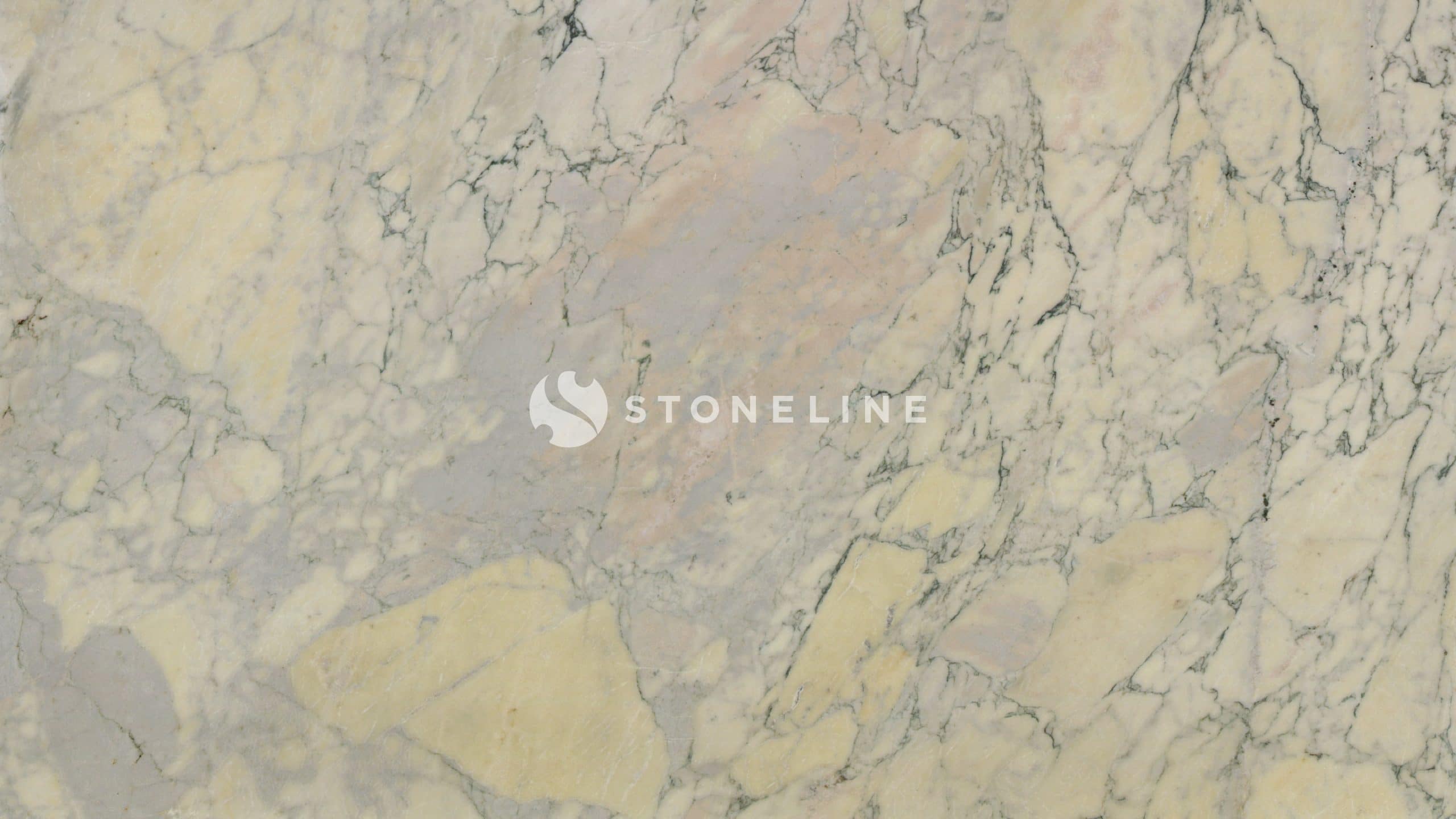 Marble surface with yellow and gray veining