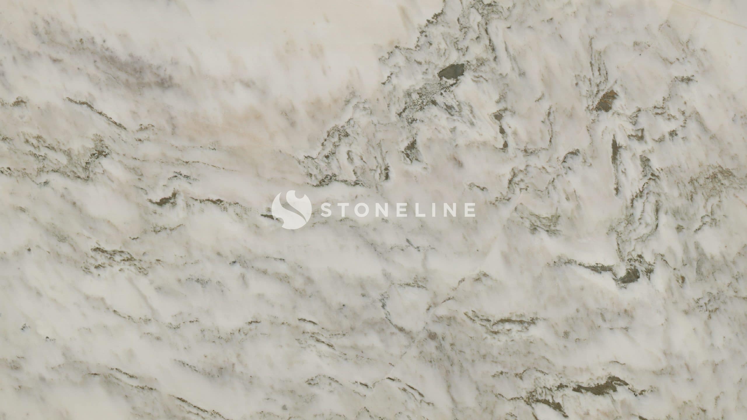 Textured white marble surface with gray veins.