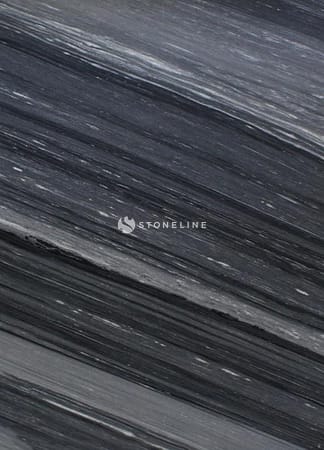 Close-up of dark gray veined marble surface.