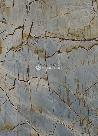 Marble texture with brown veins and blue tones.