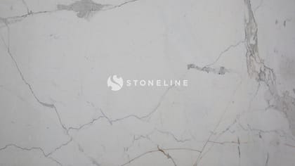 Close-up of white marble texture with veins.