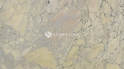 Marble surface with yellow and gray veining
