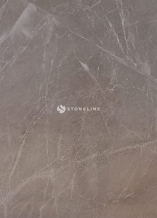 Close-up of brown marble texture with veins.