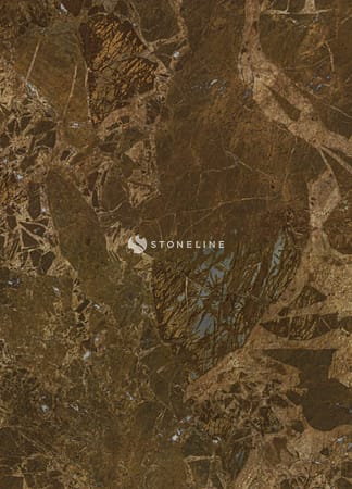 Close-up of brown marble texture with veins.