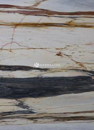 Close-up of a marble slab with unique patterns.